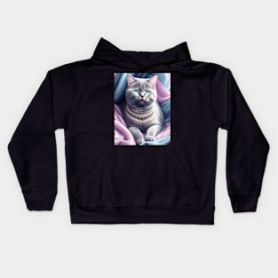 Sparkling British Shorthair Cat Unwinds in Comfort Kids Hoodie